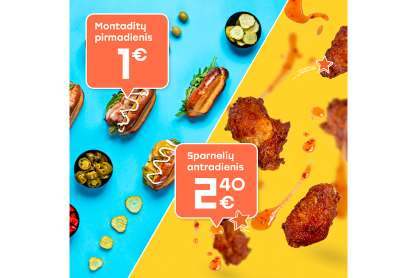 AKCIJA! Montaditų pirmadienis - Sparnelių antradienis AKCIJA! Montaditų pirmadienis - Sparnelių antradienis