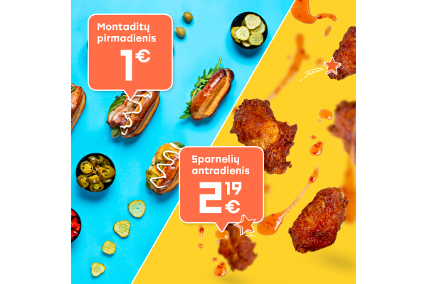 AKCIJA! Montaditų pirmadienis - Sparnelių antradienis AKCIJA! Montaditų pirmadienis - Sparnelių antradienis