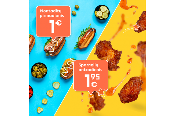 AKCIJA! Montaditų pirmadienis - Sparnelių antradienis AKCIJA! Montaditų pirmadienis - Sparnelių antradienis