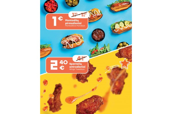 AKCIJA! Montaditų pirmadienis - Sparnelių antradienis